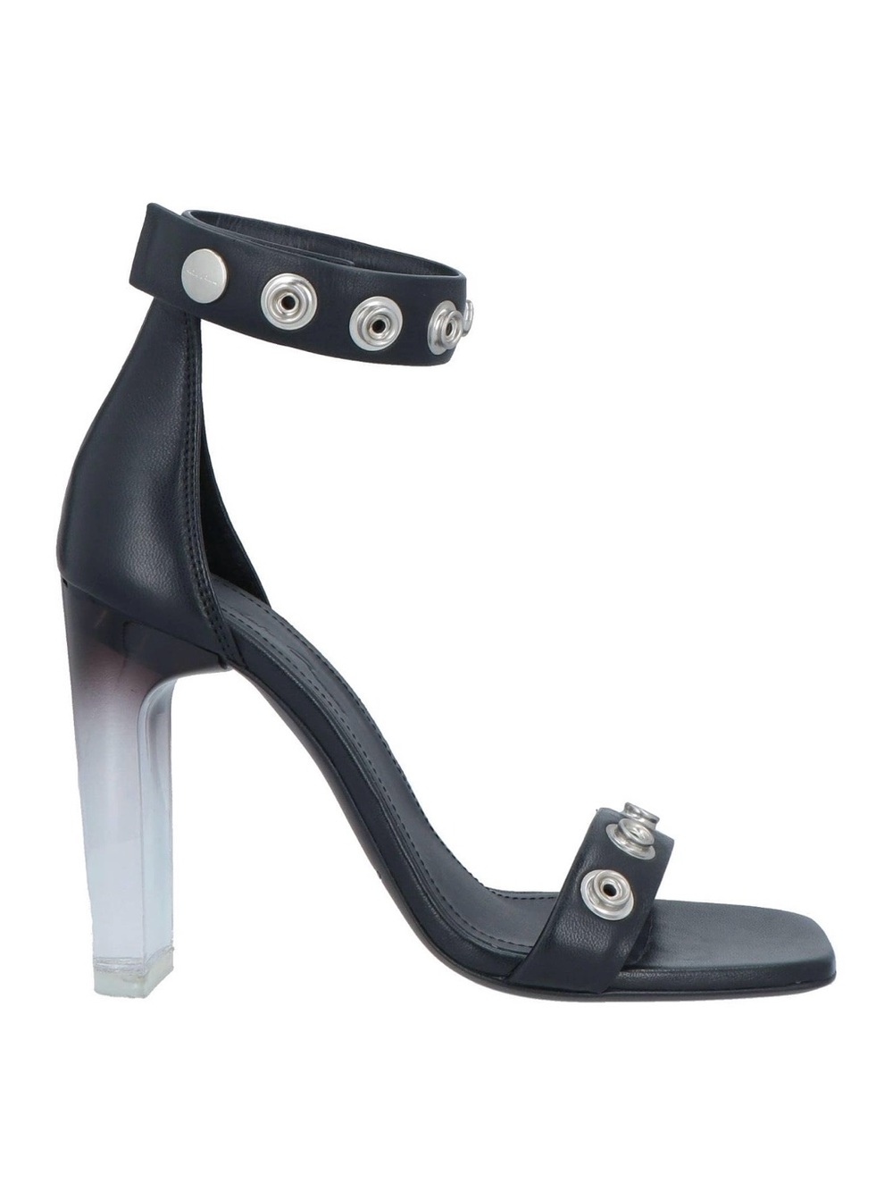 RICK OWENS LEATHER EYELET DETAIL ANKLE STRAP BLACK SANDALS
